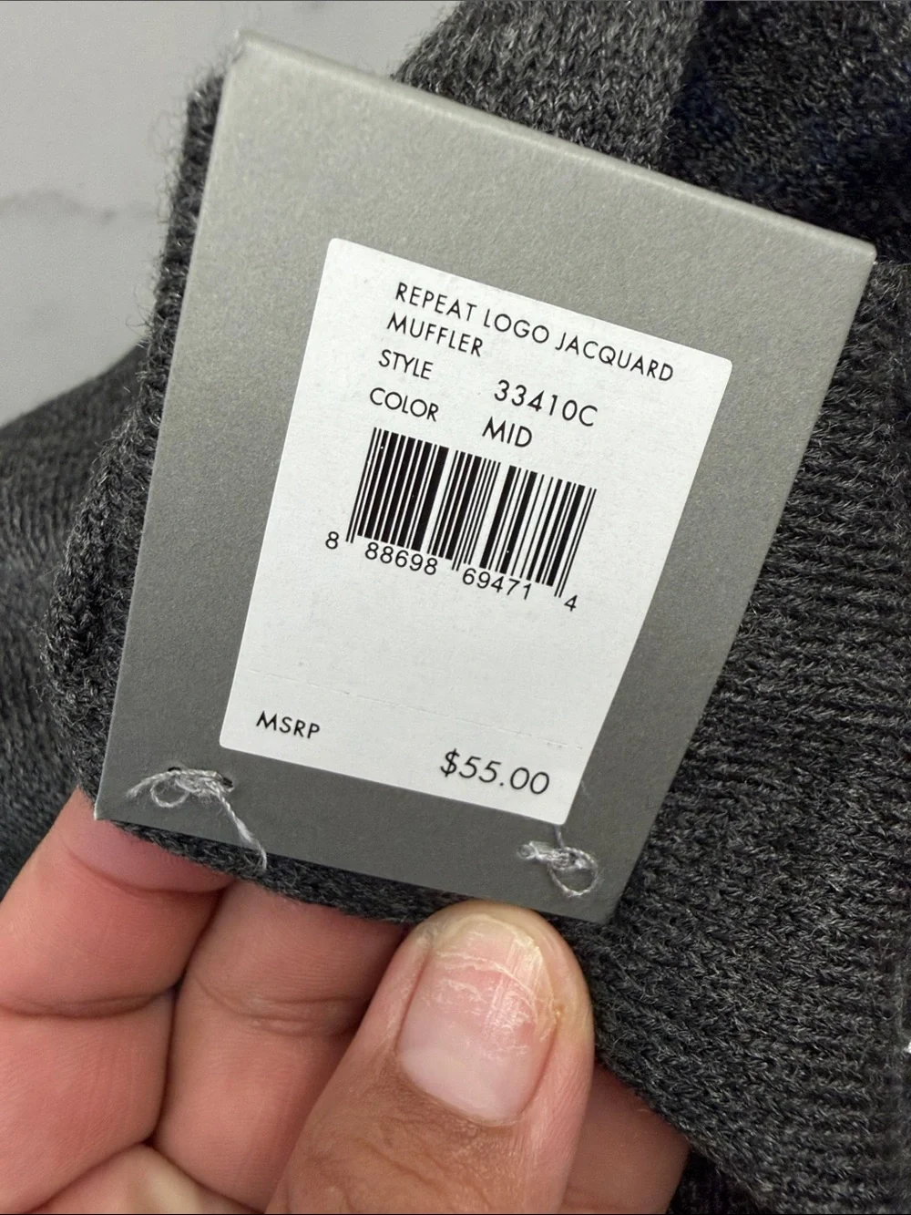Michael Kors Men's Charcoal Knit Scarf